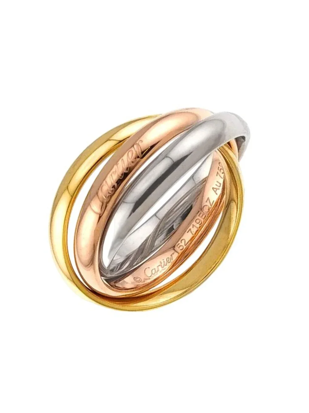 Cartier Trinity MM 52 Ring 18K YG WG PG Triple Strand